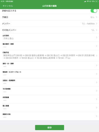登山計画書
